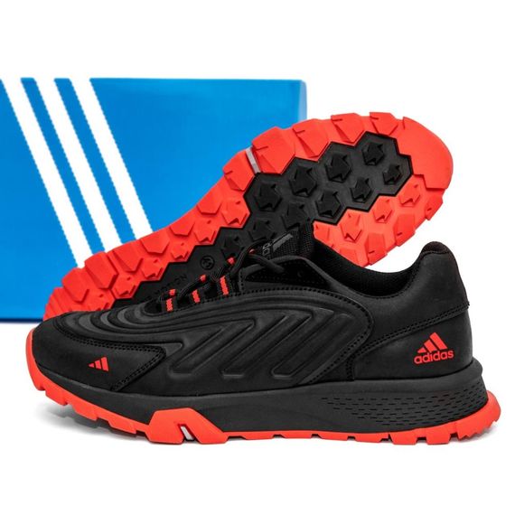 шкіряні кросівки Adidas  колір чорний/ червоний