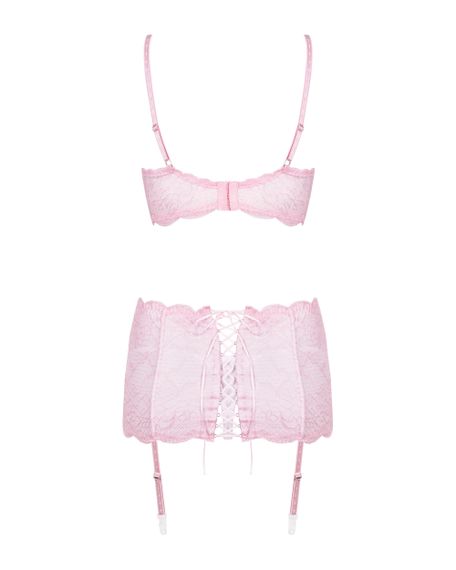 Комплект з широким поясом Obsessive Girlly set Біло-рожевий L/XL | Зображення 5