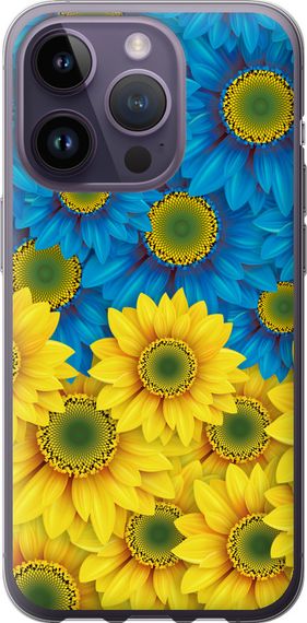 Чехол на iPhone 14 Pro Жёлто-голубые цветы "1048u-2646-17620"