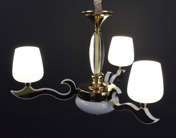 Люстра підвісна на 3 лампочки з пультом 27167 Золото 50-100х62х62 см. | Зображення 2