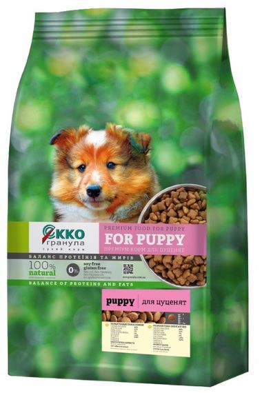Сухий корм Екко гранула преміум для цуценят з куркою, чотирилисник 5кг