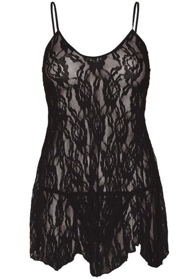 Сорочка бебі-дол Leg Avenue Rose Lace Flair Chemise Black, Queen Size sexstyle | Зображення 1