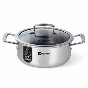 Кастрюля с крышкой Bergner Steelblue BG-33222-BL 24 см серебристая