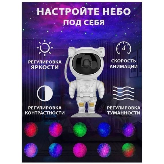 Ночник Проектор Астронавт зоряного неба та галактики Космонавт 8 режимів з BD-512 пультом ДК | Зображення 5