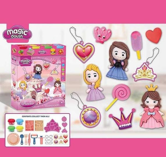 Набор теста для лепки 4 баночки с формочками Принцессы