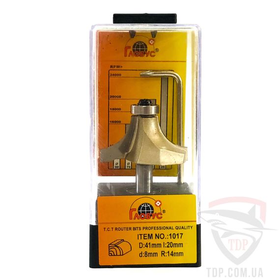 Фреза для дерева ГЛОБУС 1017 R20 D53 h25 d12 кромкова калевкова