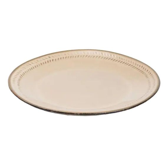 Тарілка сервірувальна кругла порцелянова 22.5 см бежева HP23378 | Зображення 1