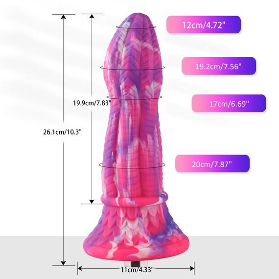 Фалоімітатор для секс-машин Hismith 10.3″ Silicone Monster Dildo Series, KlicLok та присоска Sex Aura | Зображення 2