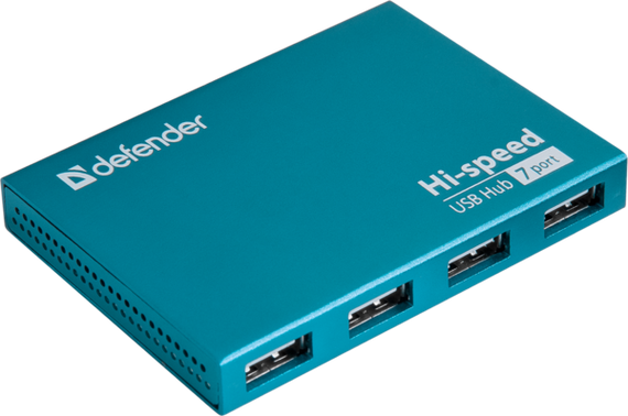USB-хаб Defender Septima Slim+Adapterб 7xUSB 2.0 220V (83505)