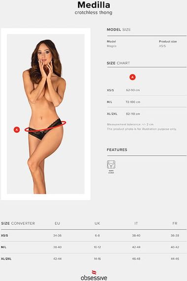 Стринги з розрізом Obsessive Medilla otwarte Чорні XS/S | Зображення 6