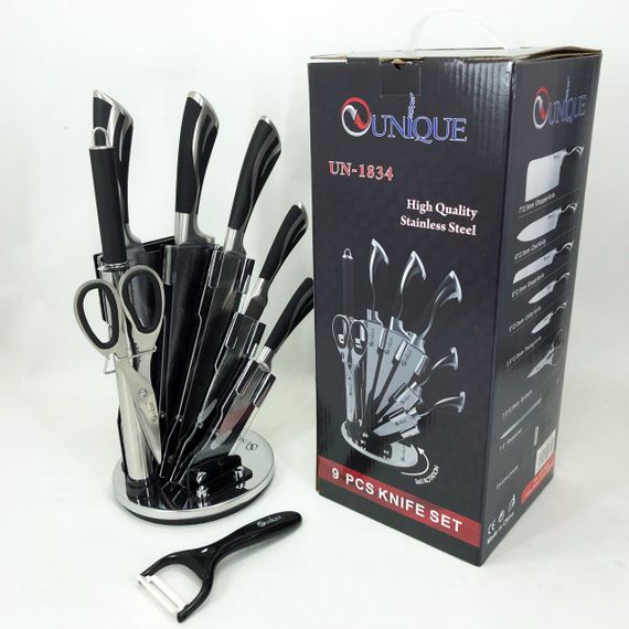 Якісний набір ножів з підставкою UNIQUE UN-1834, Ексклюзивні кухонні ножі, Хороші ножі для кухарів IO-46