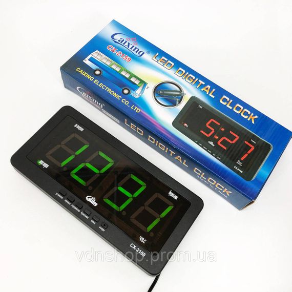 Настільний годинник з цифрами Caixing CX 2159 12В 220В, Настільний годинник з функцією підсвічування EA-31 | Зображення 6