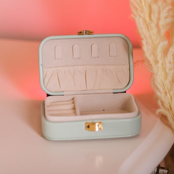 Шкатулка для украшений из эко кожи 12×7.5×4 см с застежкой органайзер для ювелирных изделий HP-5-34GR | Зображення 4