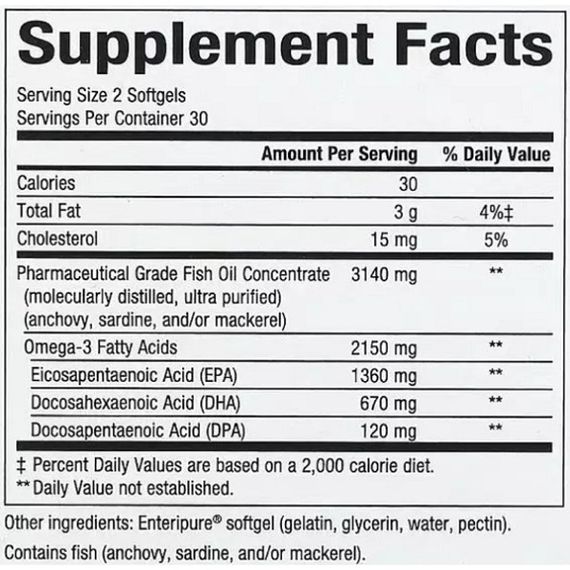 Омега 3 Natural Factors RxOmega-3 Ultra Strength 2150 mg 60 Softgels | Зображення 1