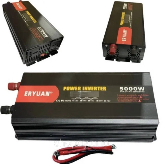 Преобразователь напряжения Eryuan 12V → 220V 5000W с LCD и вольтметром ∙ Инвертор 12-220 чистый синус Eryuan 5000 Вт | Зображення 2
