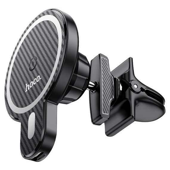 Автотримач HOCO СА85+ Wireless Charging 15W, кріплення на решітку, магніт, Black | Зображення 3