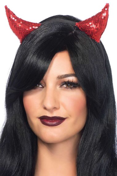 Ослепительно горячие рожки Leg Avenue Sequin devil horns, Красный, One Size | Зображення 1