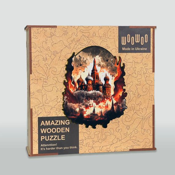 Дерев'яний пазл WOOWOO "Палаючий Кремль" M Червоний (sv3249s) | Зображення 1