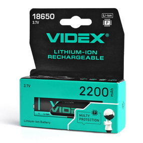 Акумулятор 18650 Li-lon 3,7V 2200mAh захист (бл-1шт) Videx