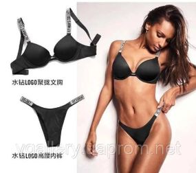 Комплект женского нижнего белья Victoria`s Secret Виктория Сикрет. Черное нижнее белье Victoria`s Secret