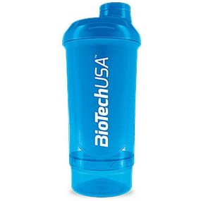 Шейкер BioTechUSA Wave+ Compact shaker 500ml /+150ml container/ Shocking Blue