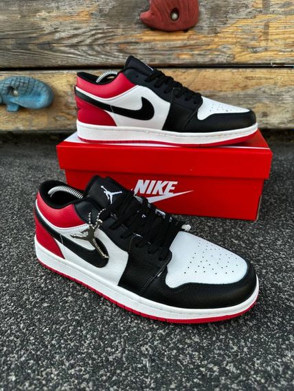 Кросівки Nike Air Jordan low (black white red) | Зображення 2