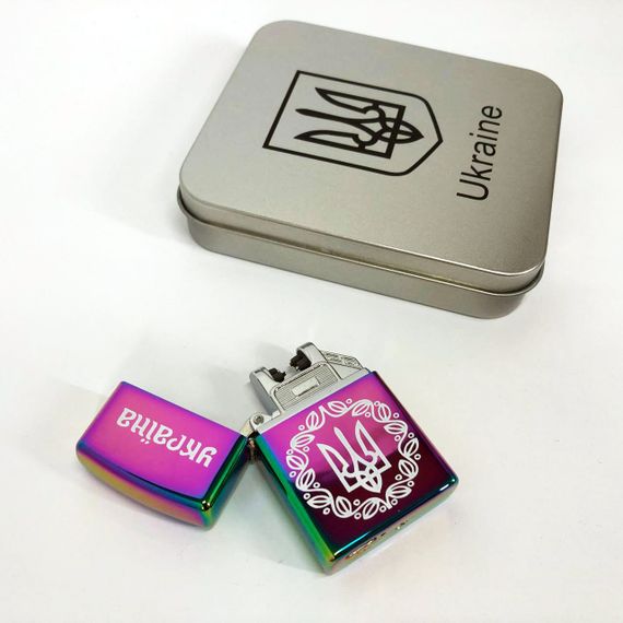 Дугова електроімпульсна запальничка USB Україна (металева коробка) HL-447. IS-712 Колір: хамелеон | Зображення 7