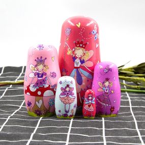 Дерев'яна дитяча матрьошка 14*6,7 см Фея 5 шт