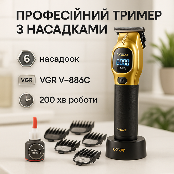 Професійна машинка для стрижки волосся в салон VGR, Класна машинка для стрижки волосся JX-37
