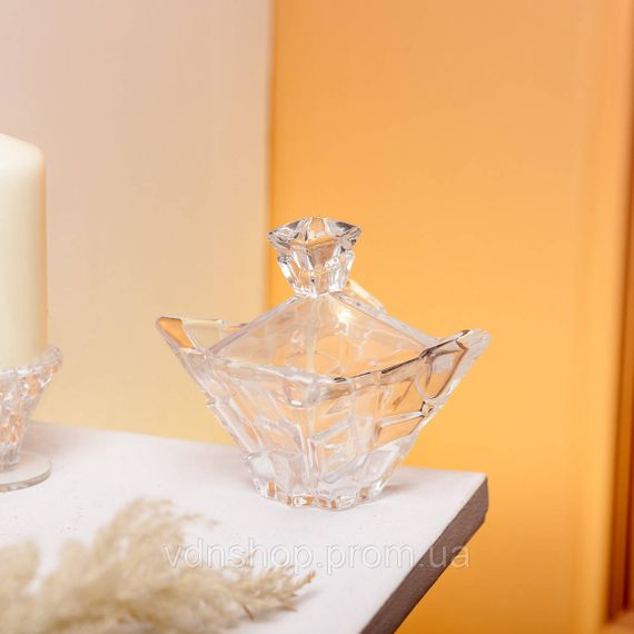 Сахарница с крышкой 8.5×8.5×8.5 см ваза сахарница квадратная стеклянная HP-4-116 | Зображення 4