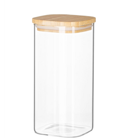 Ємність скляна з дерев'яною кришкою прямокутна VT-7315 Vittora 1500 мл