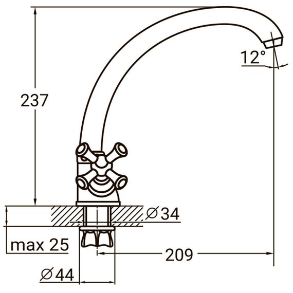 Змішувач PL 1/2" для кухні гусак вухо на гайці AQUATICA (PL-4B155C) 9777110 | Зображення 1