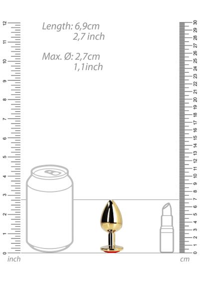 Металева анальна пробка Heart Gem, розмір S, золотисто-червоний колір Ouch! (Нідерланди) sexstyle | Зображення 6