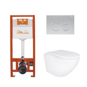 Готове рішення Qtap для ванної кімнати: підвісний унітаз Robin Ultra Quiet 490x365x325 + комплект інсталяції Nest 4 в 1 (кругла