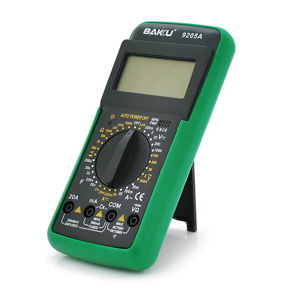 Мультиметр BAKKU BK-9205A Вимірювання: V DC, V AC, A DC, A AC, Ω, C, hFE, діод