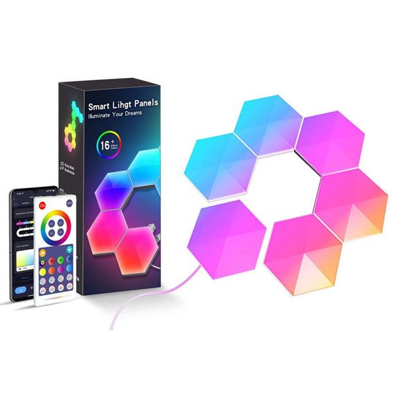 Уценка Модульный настенный светильник LED RGB 5V соты SAL-011B 6pcs Bluetooth USB with app