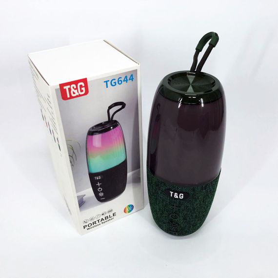 Портативна колонка TG644 5W з RGB підсвічуванням та ремінцем, Бездротова колонка потужна. Колір: зелений | Зображення 9