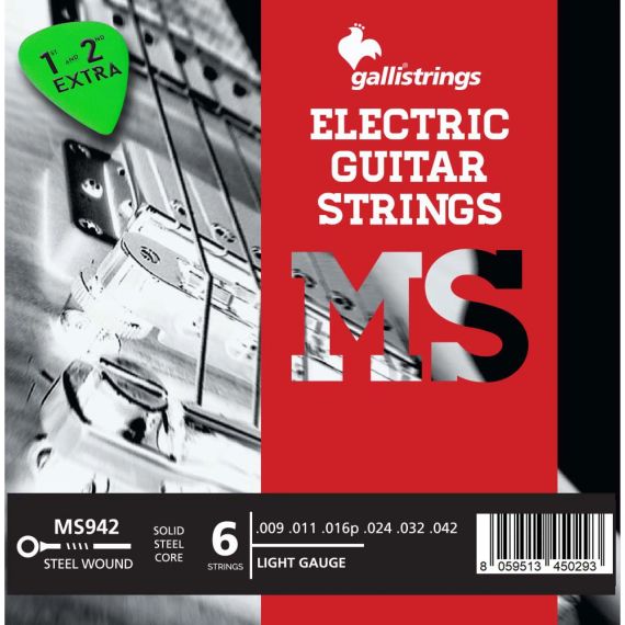 Струни для електрогітари Gallistrings MS942 (.009-.042), LIGHT, Steel