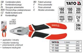 Плоскогубцы YATO Польша универсальные l=160 мм CrV YT-1940