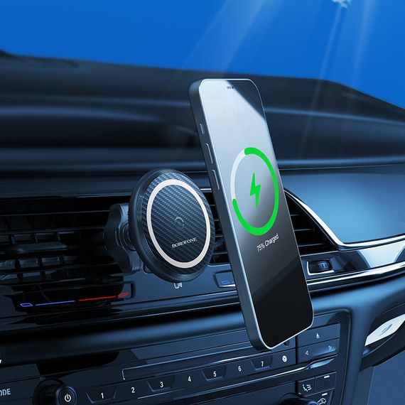 Автодержатель с БЗУ Borofone BH45 магнитный (PD 15W) Черный | Зображення 4
