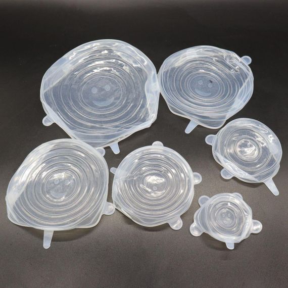 Набор силиконовых крышек 6 шт, Silicon Cap, цвет Рандом / Универсальные многоразовые крышки для посуды / | Зображення 8