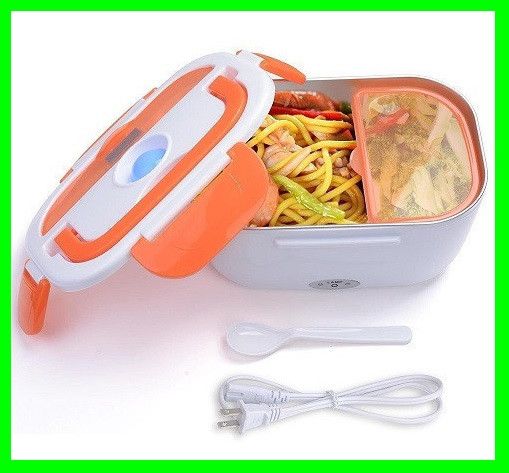 Ланч Бокс на Два Отсека с Подогревом Еды от сети 220в Lunch box Термос Пищевой зеленый