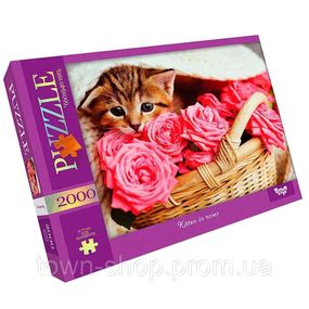 Пазл "Котик в розах" Danko Toys C2000-01-05, 2000 эл.