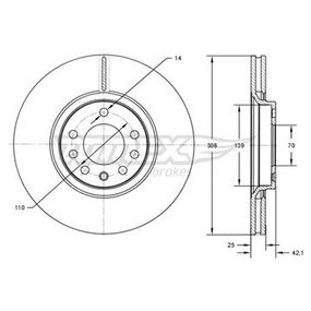 Диск тормозной передний Opel Astra G/H 00-10/ Corsa 06-/ Meriva 05-17/ Zafira 05-15/ Vectra 98-00/ Saab 9-3