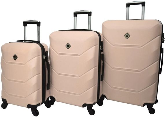 Набір валіз Bonro 2019 3 шт пластикові дорожні на колесах бежевий (42401076)