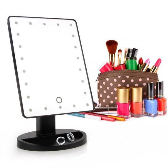 Зеркало для макияжа с 16 LED подсветкой Mirror White. IQ-970 Цвет: черный | Зображення 6