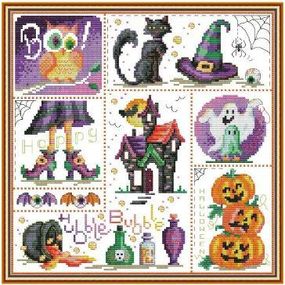 Набір для вишивання за нанесеною на канву схемою "Halloween". AIDA 14CT printed 32*32 см