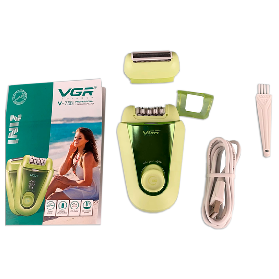 Эпилятор VGR GREEN 2 в 1 V-758, 2 насадки | Зображення 2