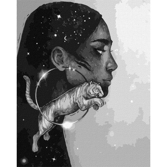 Картина за номерами"Сузір'я тигра з фарбами металік" ©lesya_nedzelska_art Ідейка KHO4970 40х50 см