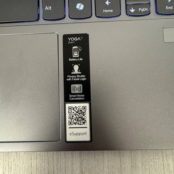Ультрабук-трансформер Lenovo Yoga 7 14AHP9 / 14" (1920x1200) IPS Touch / AMD Ryzen 5 8640HS (6 (12) ядер по 3.5 - 4.9 GHz) / 8 GB DDR5 / 256 GB SSD NVMe / AMD Radeon 760M Graphics / WebCam б/у | Зображення 4